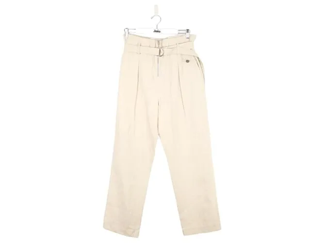 Bash Pantalón Carot de algodón Beige 
