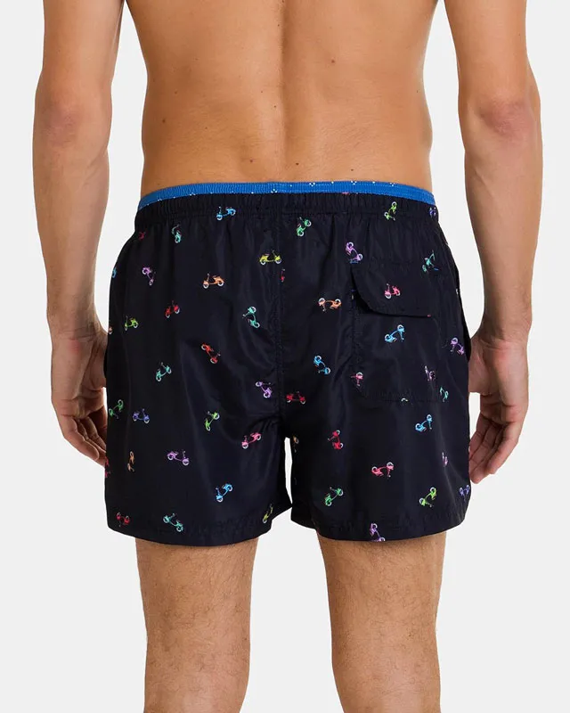 Bañador Massana en negro estampado con motos