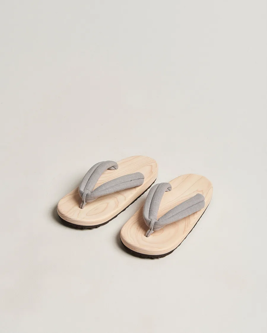 Beams Japan Wooden Geta Sandals Light Grey