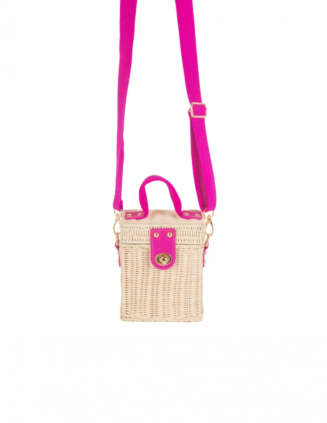 Bolso Caja Rafia Fucsia