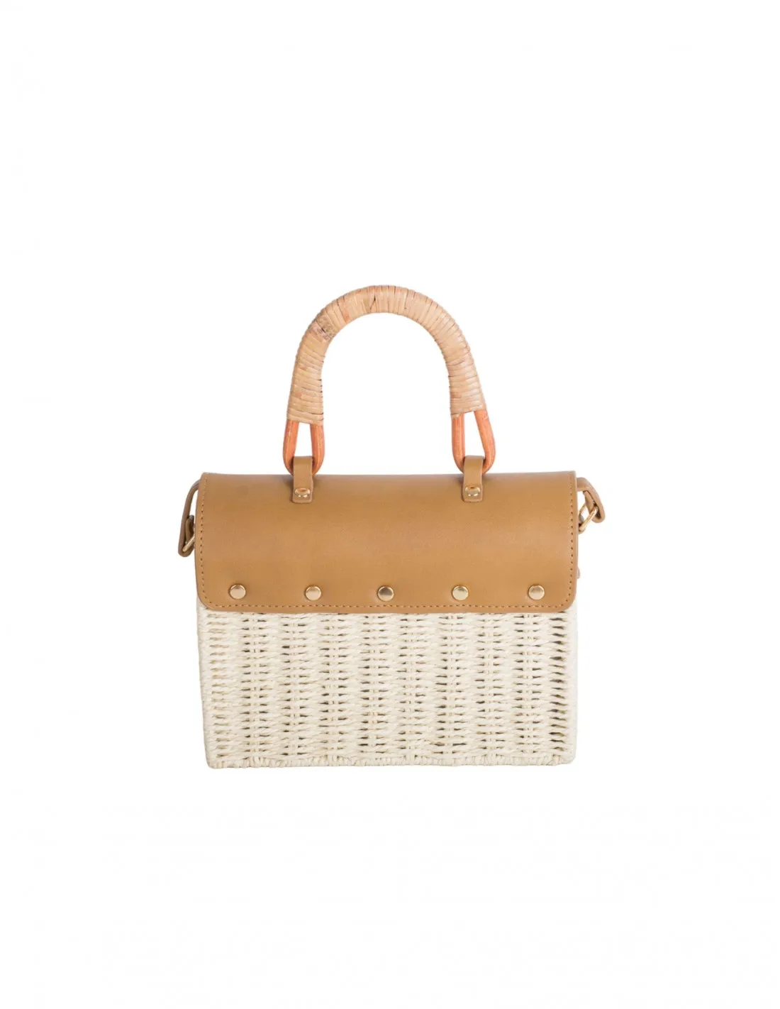 Bolso Caja Rafia Marrón