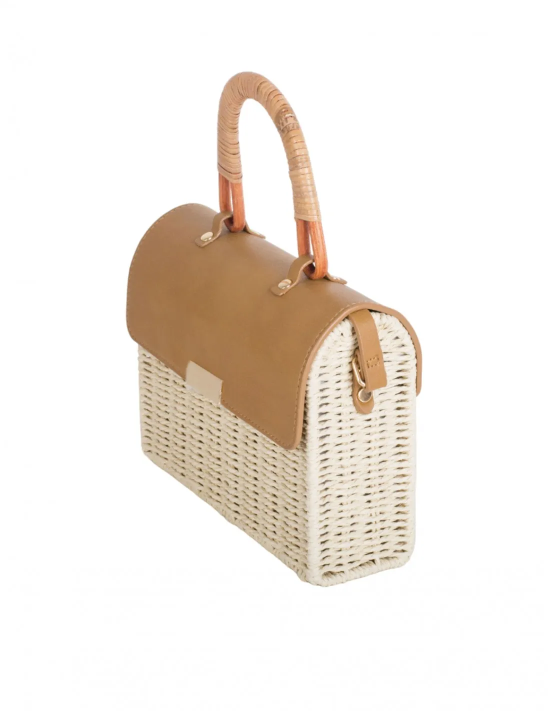 Bolso Caja Rafia Marrón