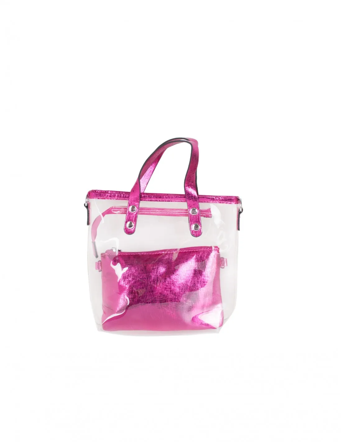 Bolso Metalizado Fucsia Transparente