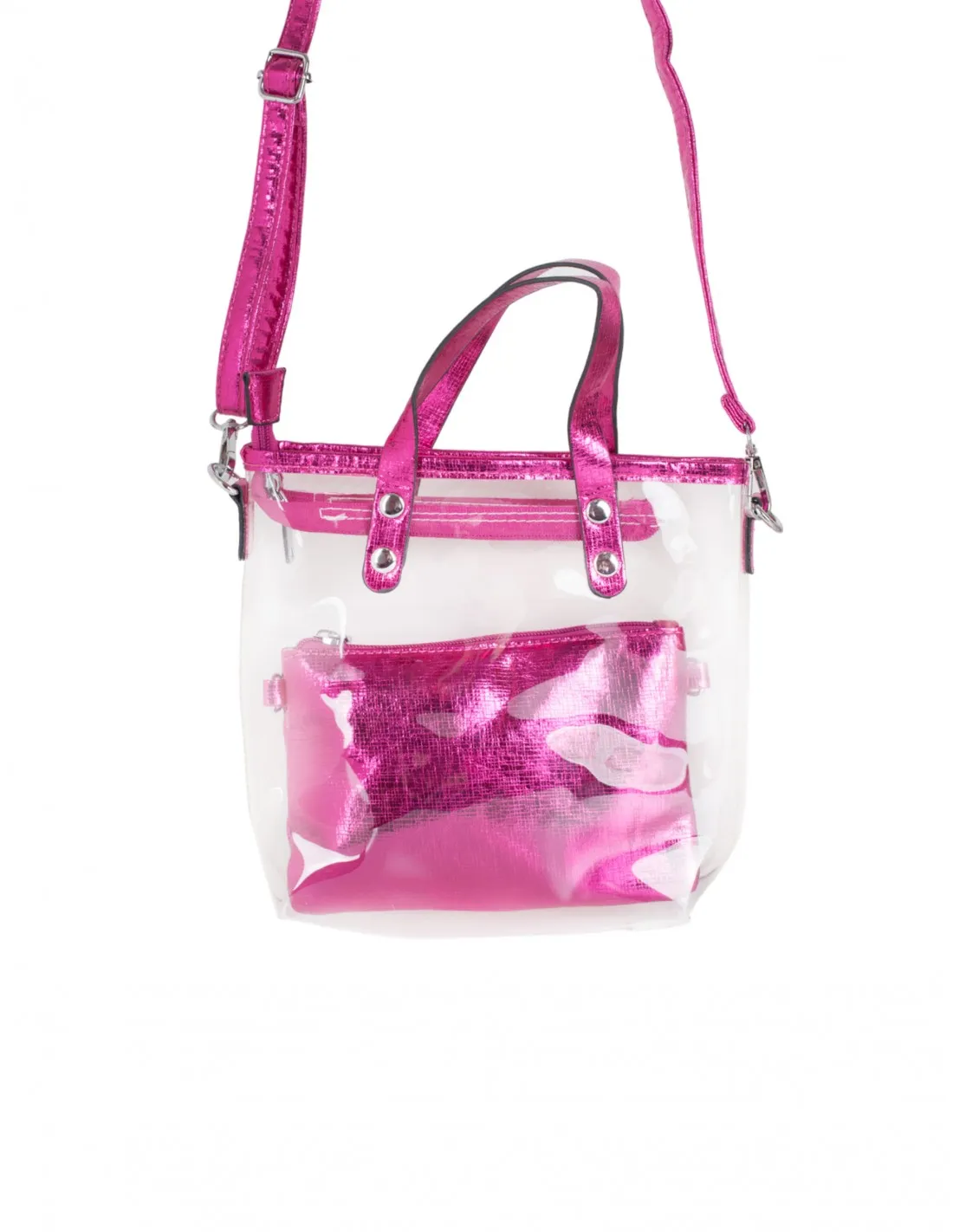 Bolso Metalizado Fucsia Transparente
