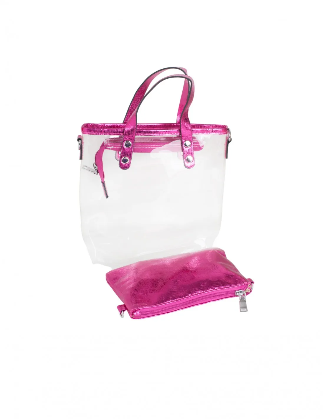 Bolso Metalizado Fucsia Transparente