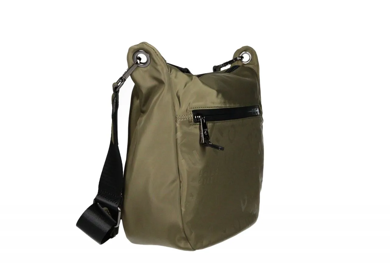 Bolso Nilon Kaki Logotipado 2 Bolsillos Asa Cinta Negra