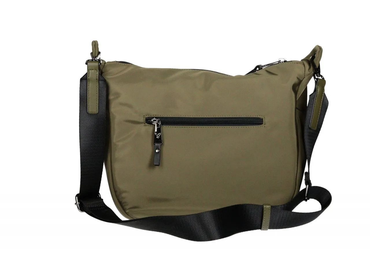 Bolso Nilon Kaki Logotipado 2 Bolsillos Asa Cinta Negra