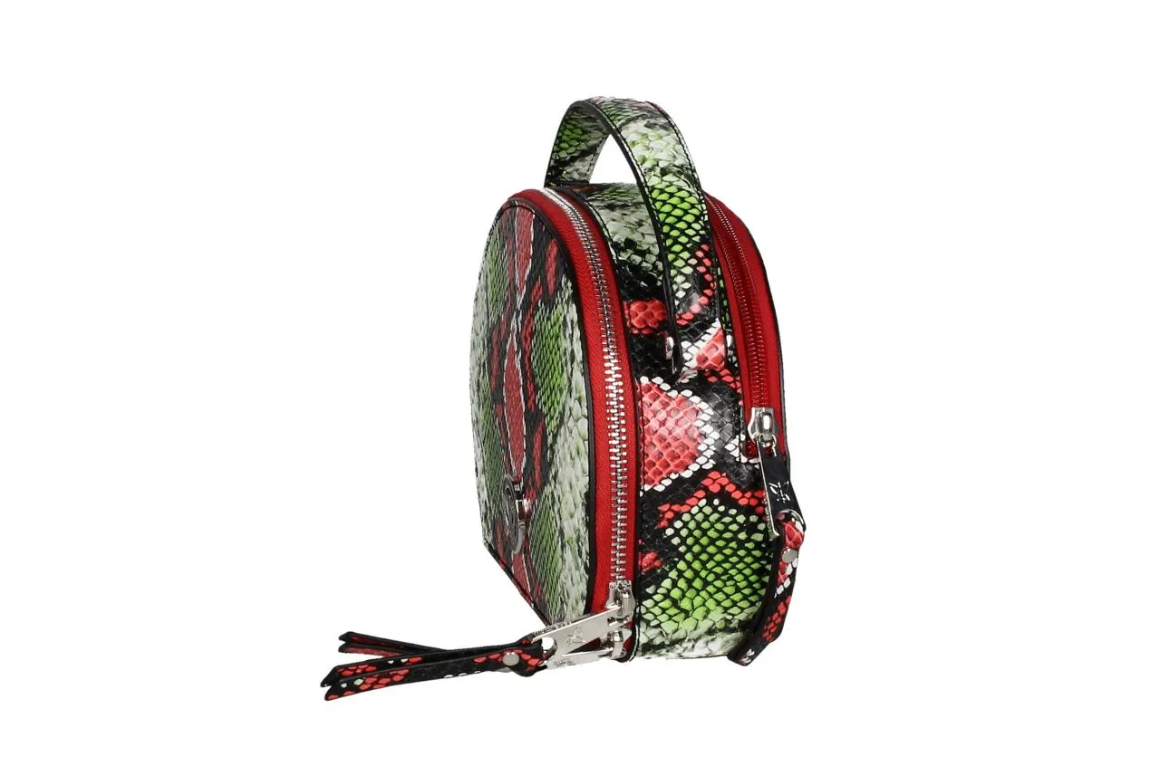 Bolso Serpi Rojo/verde Cremalleras y Bandolera