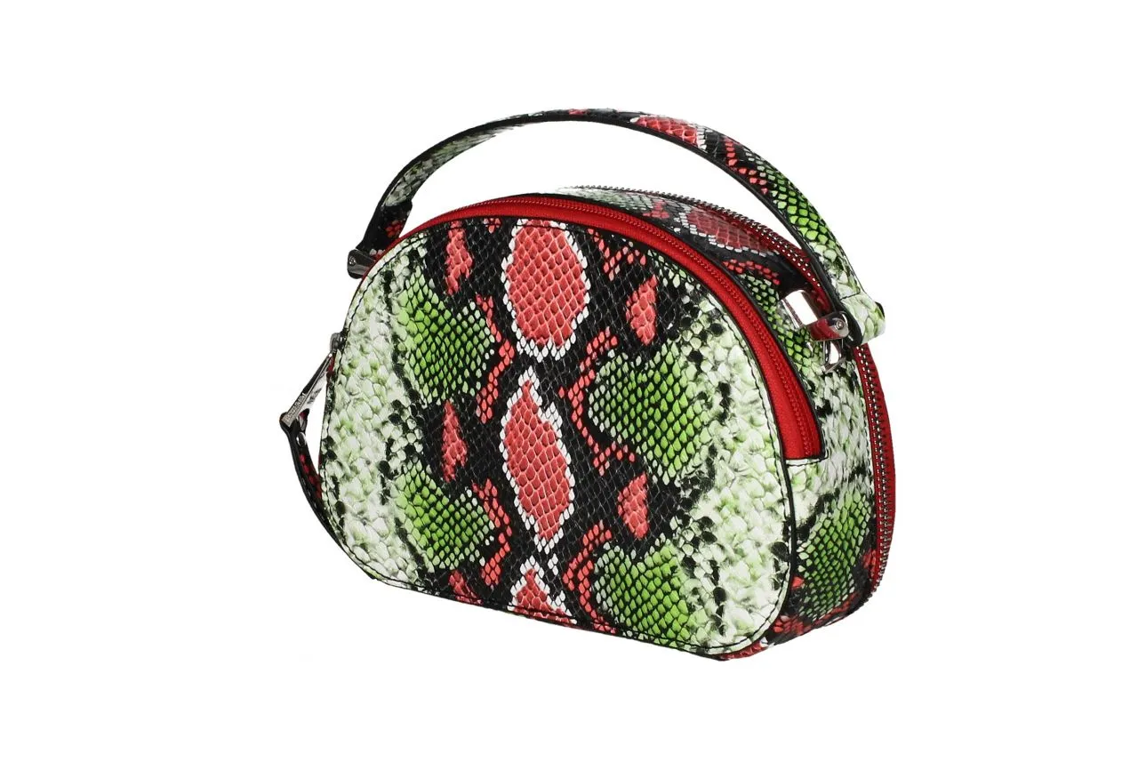 Bolso Serpi Rojo/verde Cremalleras y Bandolera