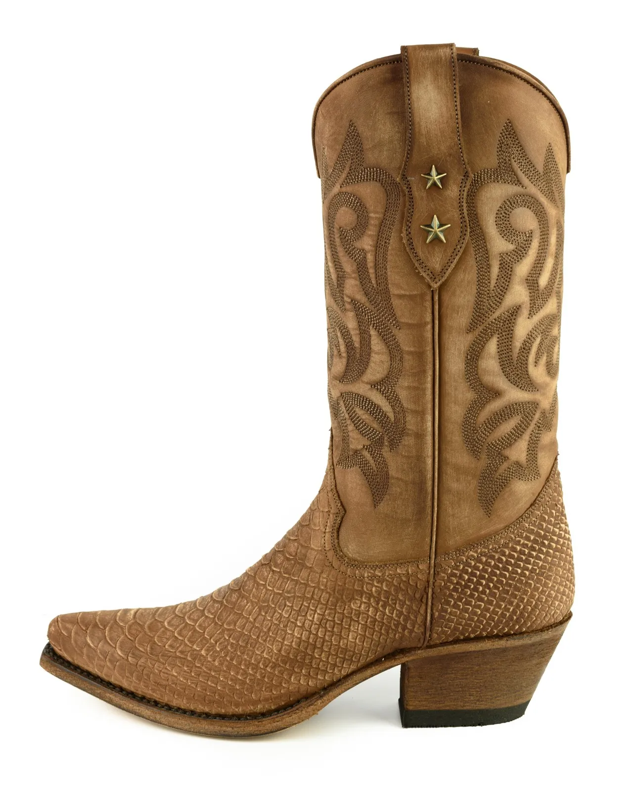 Bota cowboy camel mujer
