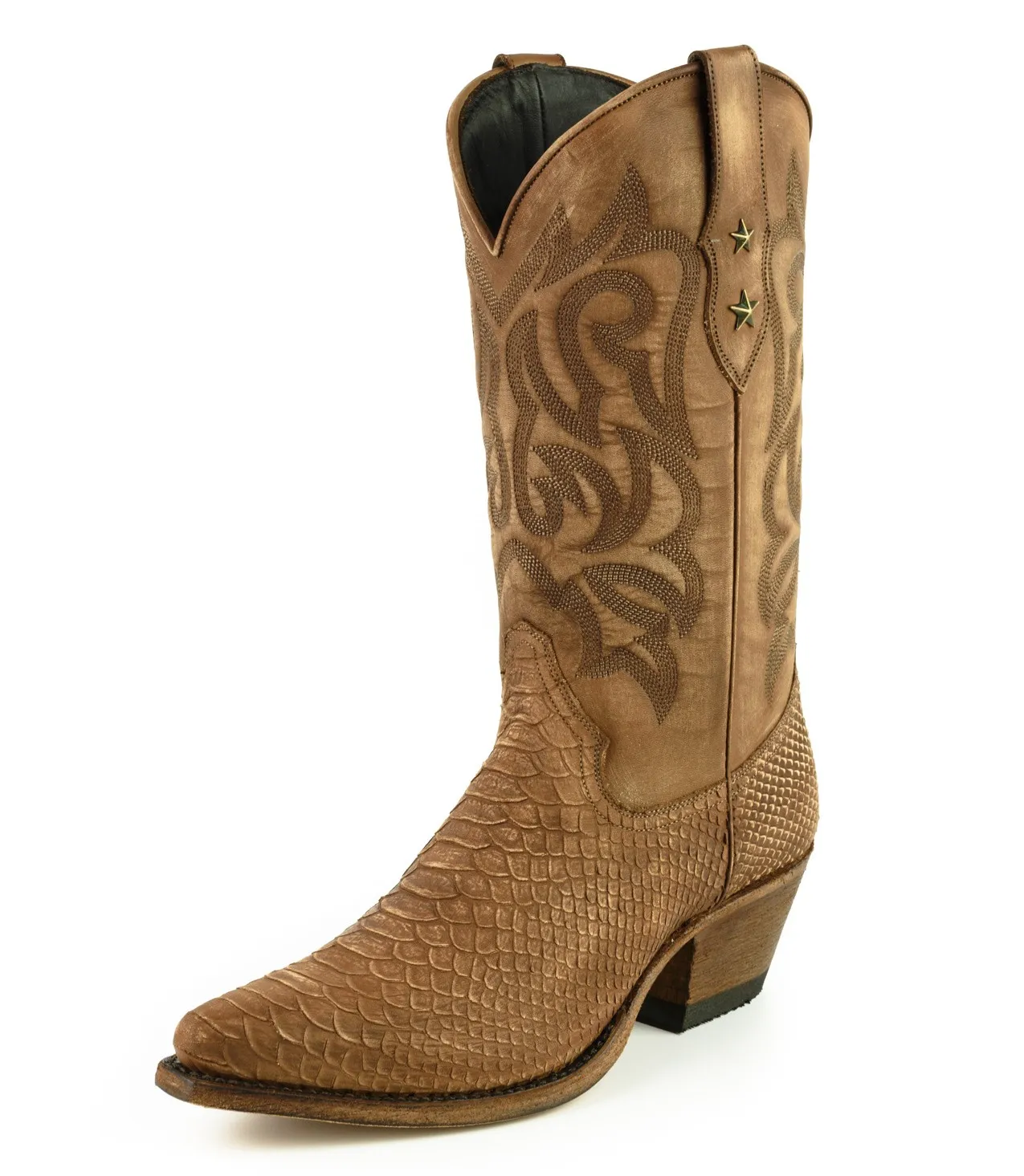 Bota cowboy camel mujer
