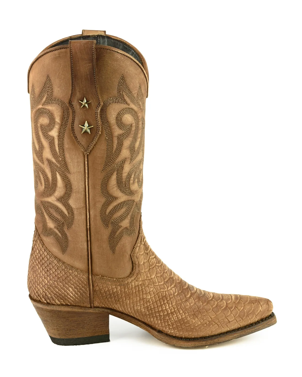 Bota cowboy camel mujer
