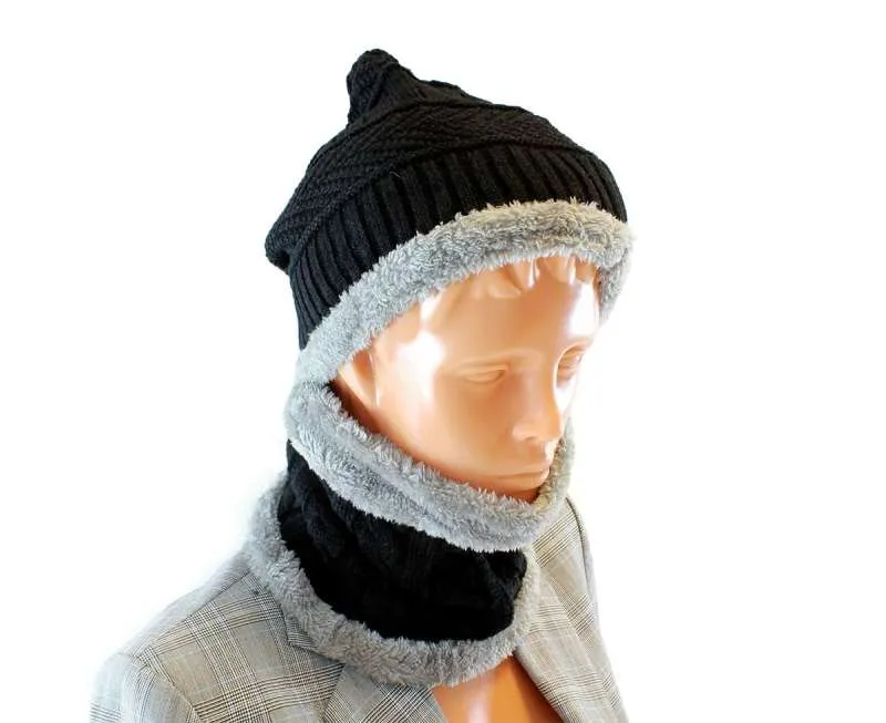 BQ52D KPL SOMBRERO UNISEX Y BUFANDA NEGRA