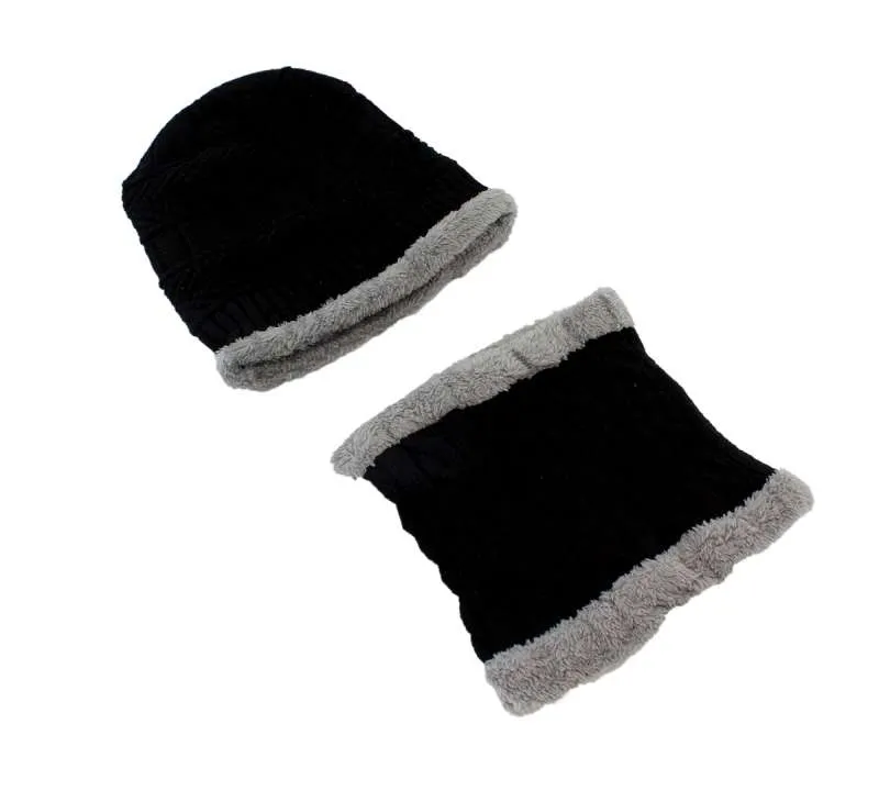 BQ52D KPL SOMBRERO UNISEX Y BUFANDA NEGRA
