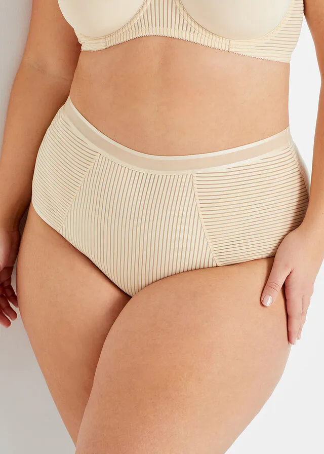 Braguita de talle alto (2 unidades) Beige arena + blanco