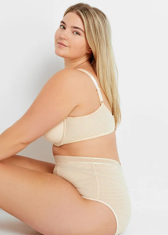 Braguita de talle alto (2 unidades) Beige arena + blanco