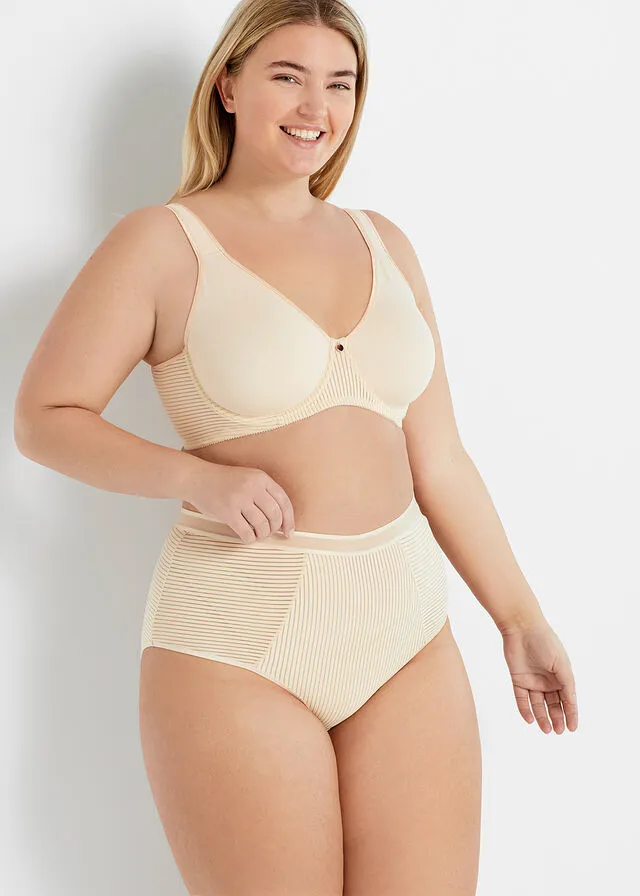 Braguita de talle alto (2 unidades) Beige arena + blanco
