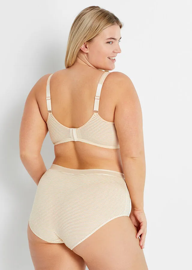 Braguita de talle alto (2 unidades) Beige arena + blanco