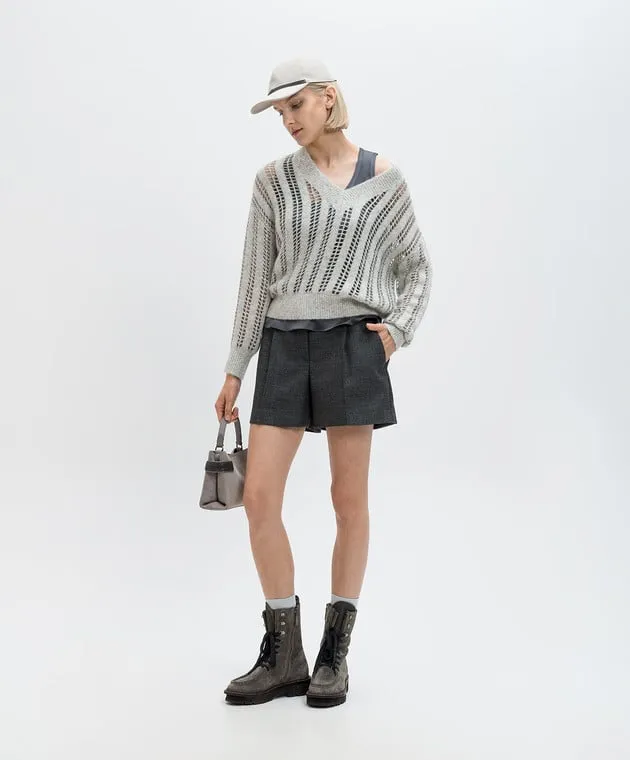 Brunello Cucinelli Gray silk top