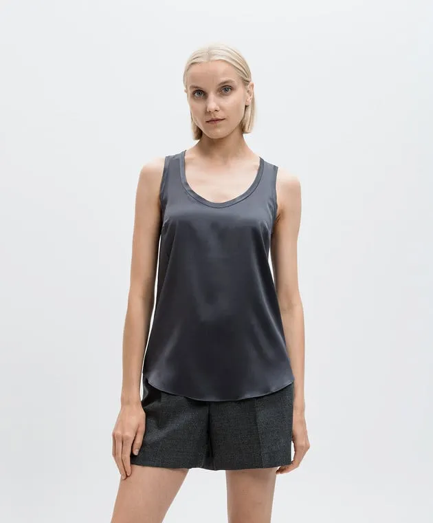 Brunello Cucinelli Gray silk top