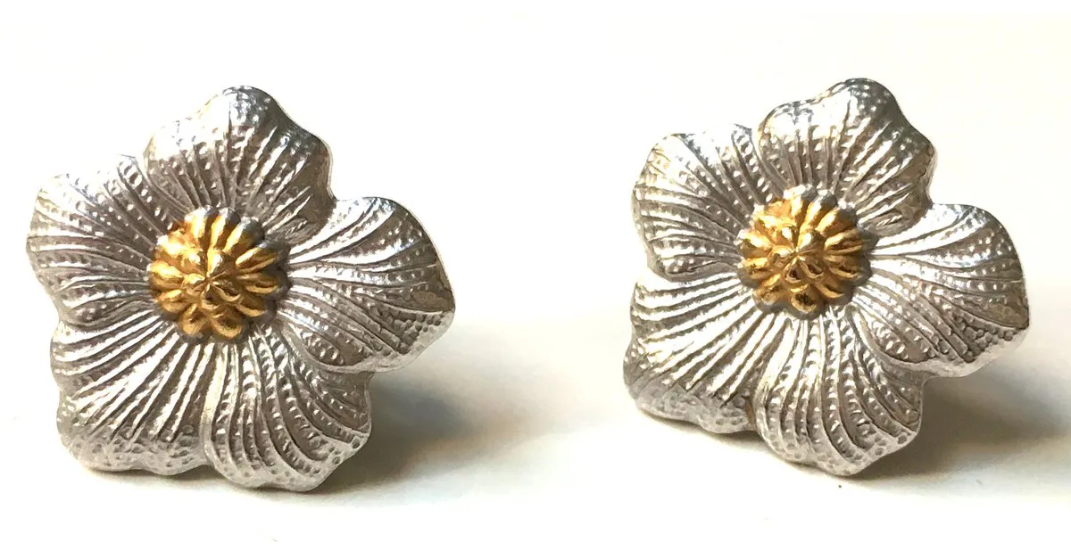 Buccellati Pendientes de gardenia Plata 