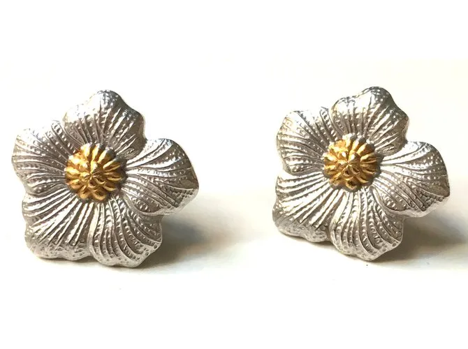 Buccellati Pendientes de gardenia Plata 