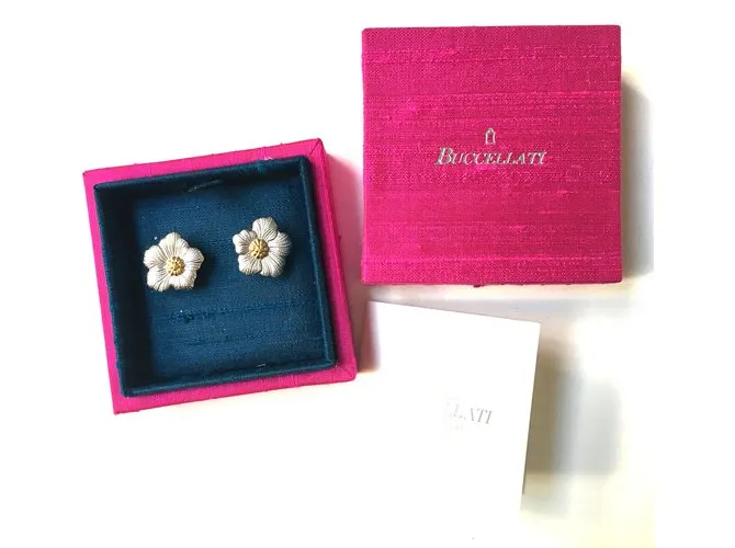 Buccellati Pendientes de gardenia Plata 