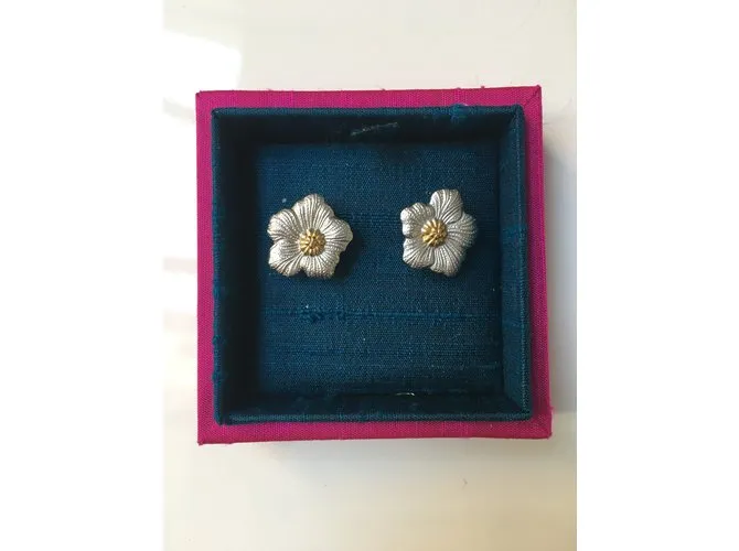 Buccellati Pendientes de gardenia Plata 