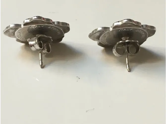 Buccellati Pendientes de gardenia Plata 