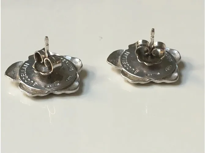 Buccellati Pendientes de gardenia Plata 