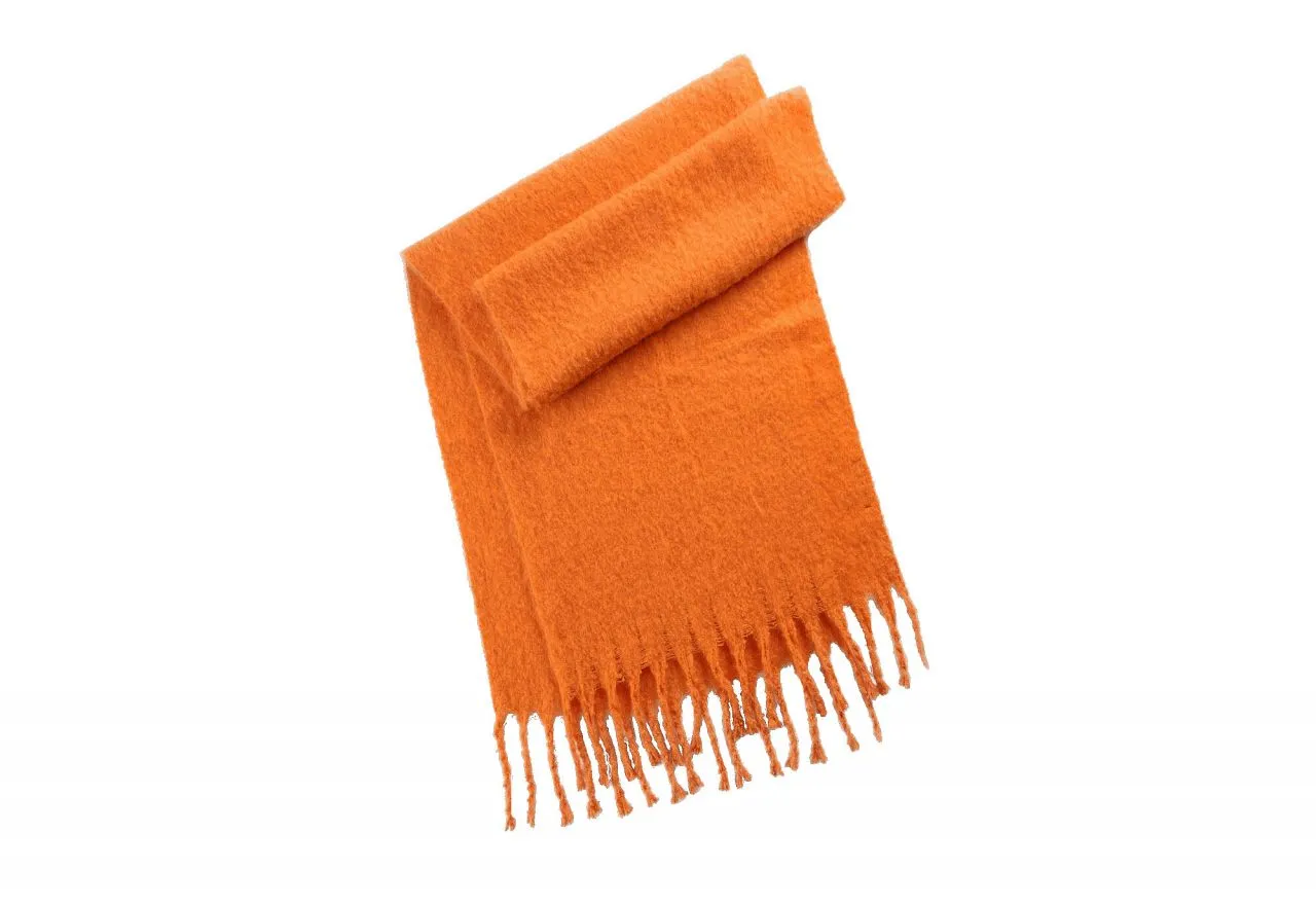 Bufanda Gruesa Naranja Lisa Flecos Retorcidos