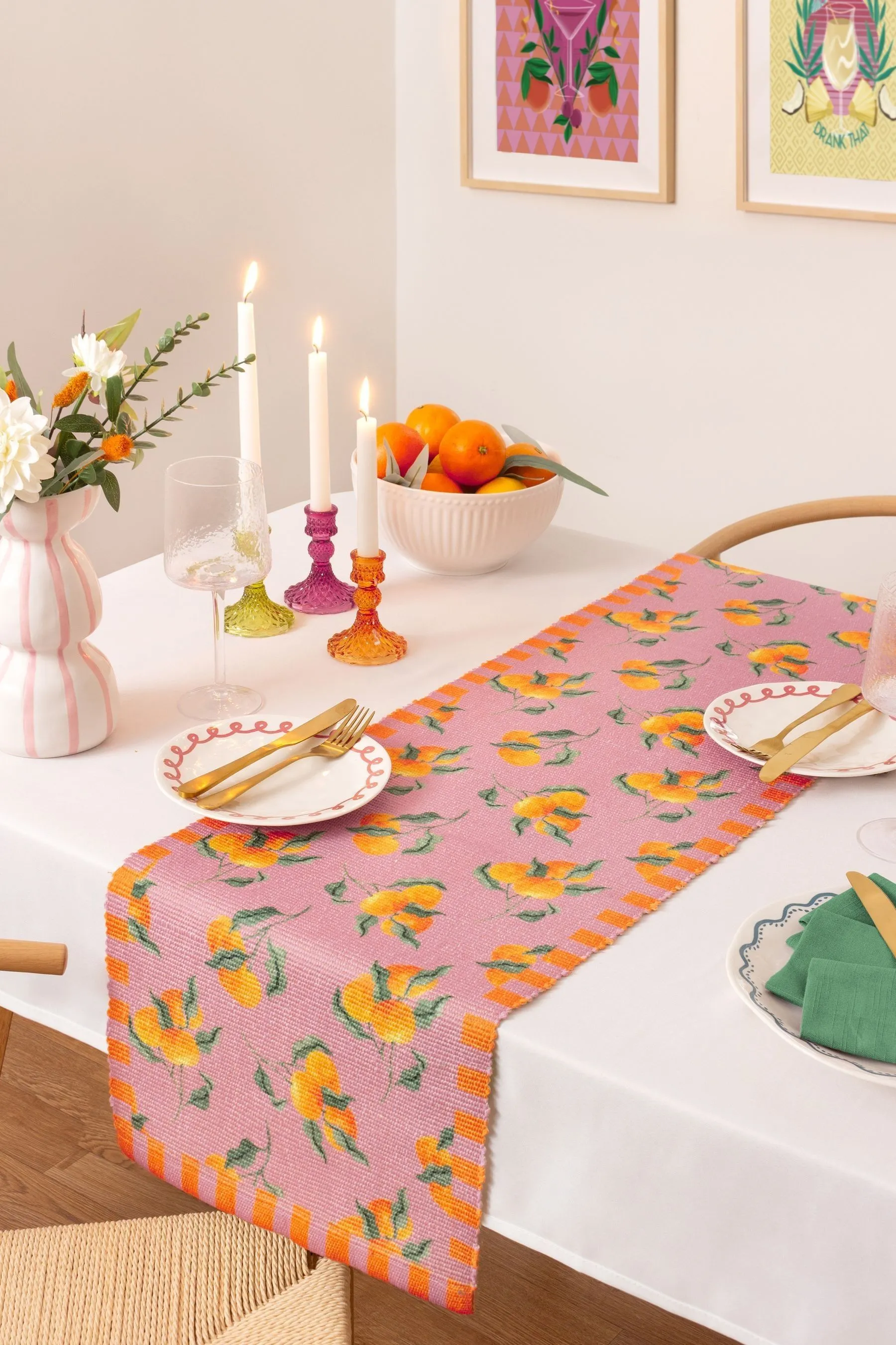 Camino de mesa con estampado de naranjas de Furn