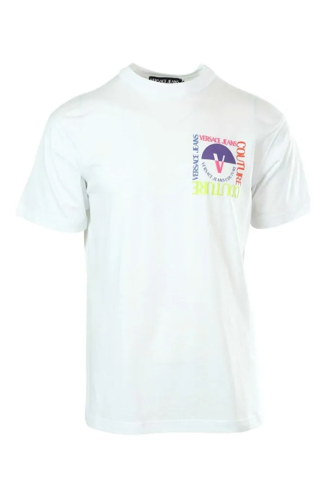Camiseta blanca con minilogo multicolor