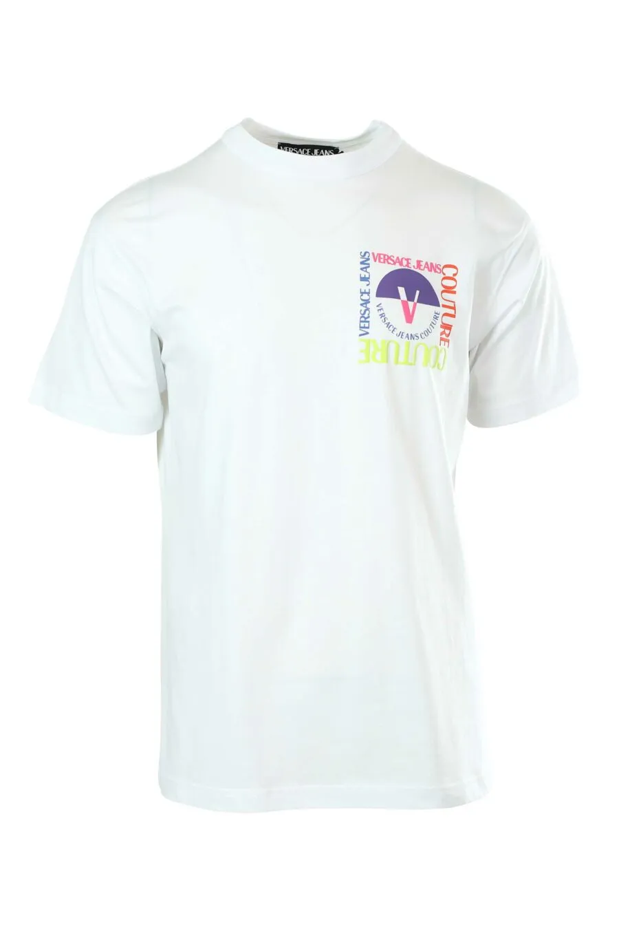 Camiseta blanca con minilogo multicolor