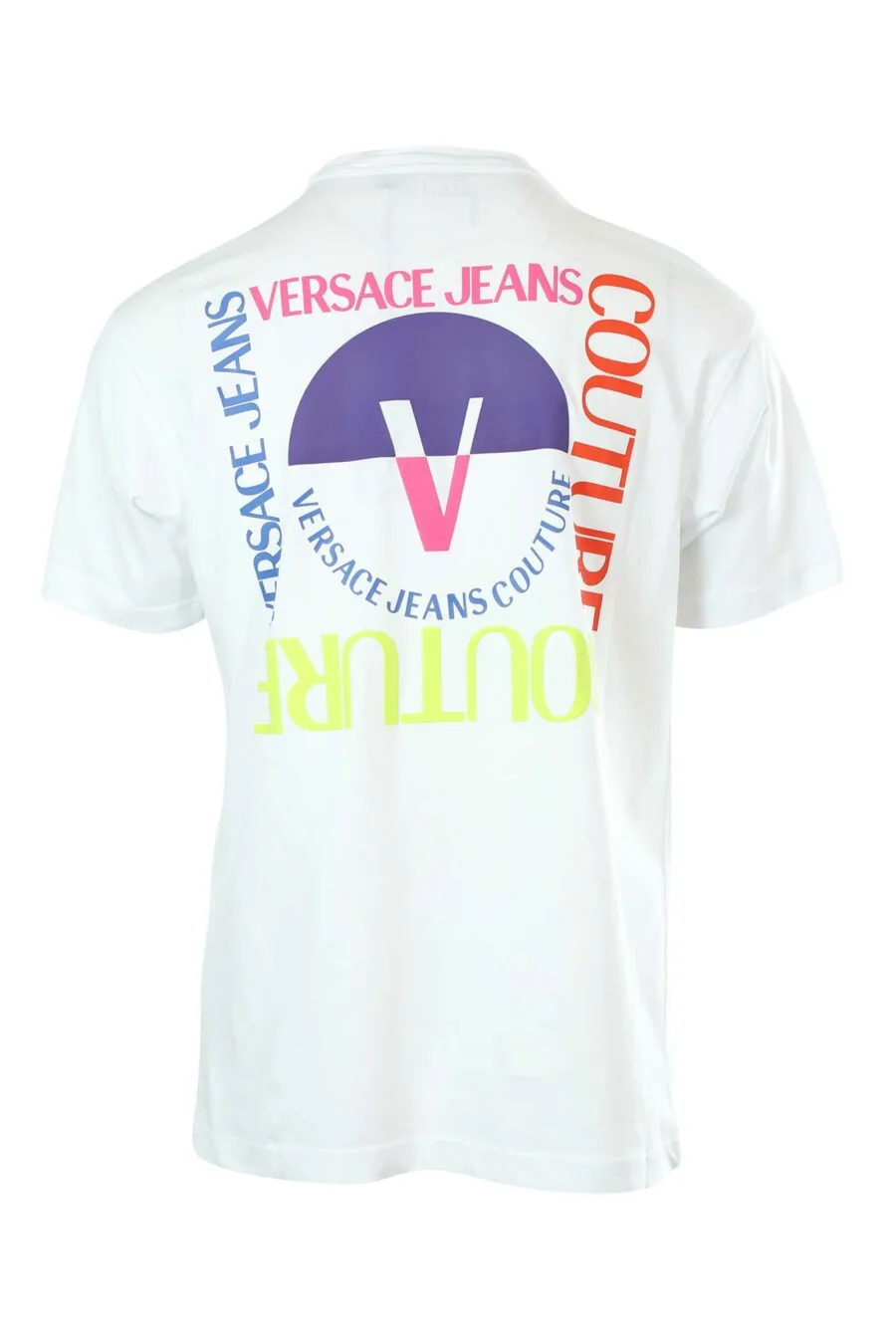 Camiseta blanca con minilogo multicolor