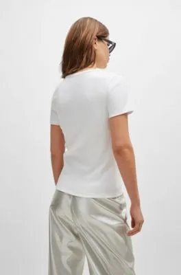 Camiseta de algodón con logo apilado bordado