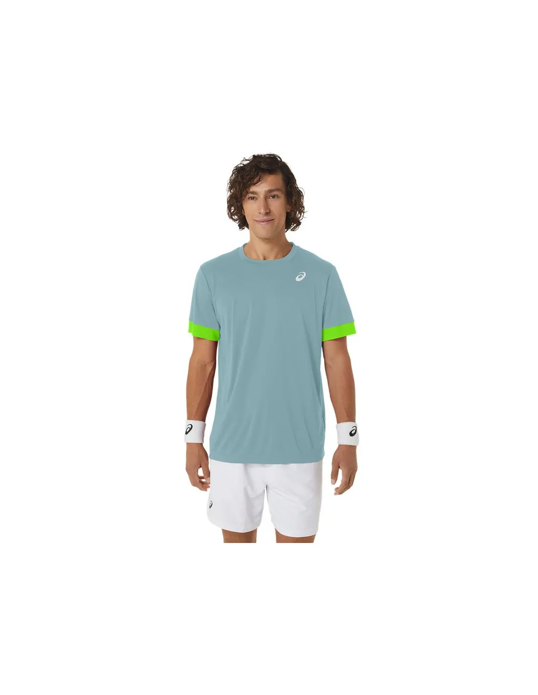 Camiseta de Tenis ASICS Court Ss Top Hombre Aguamarina/Lima