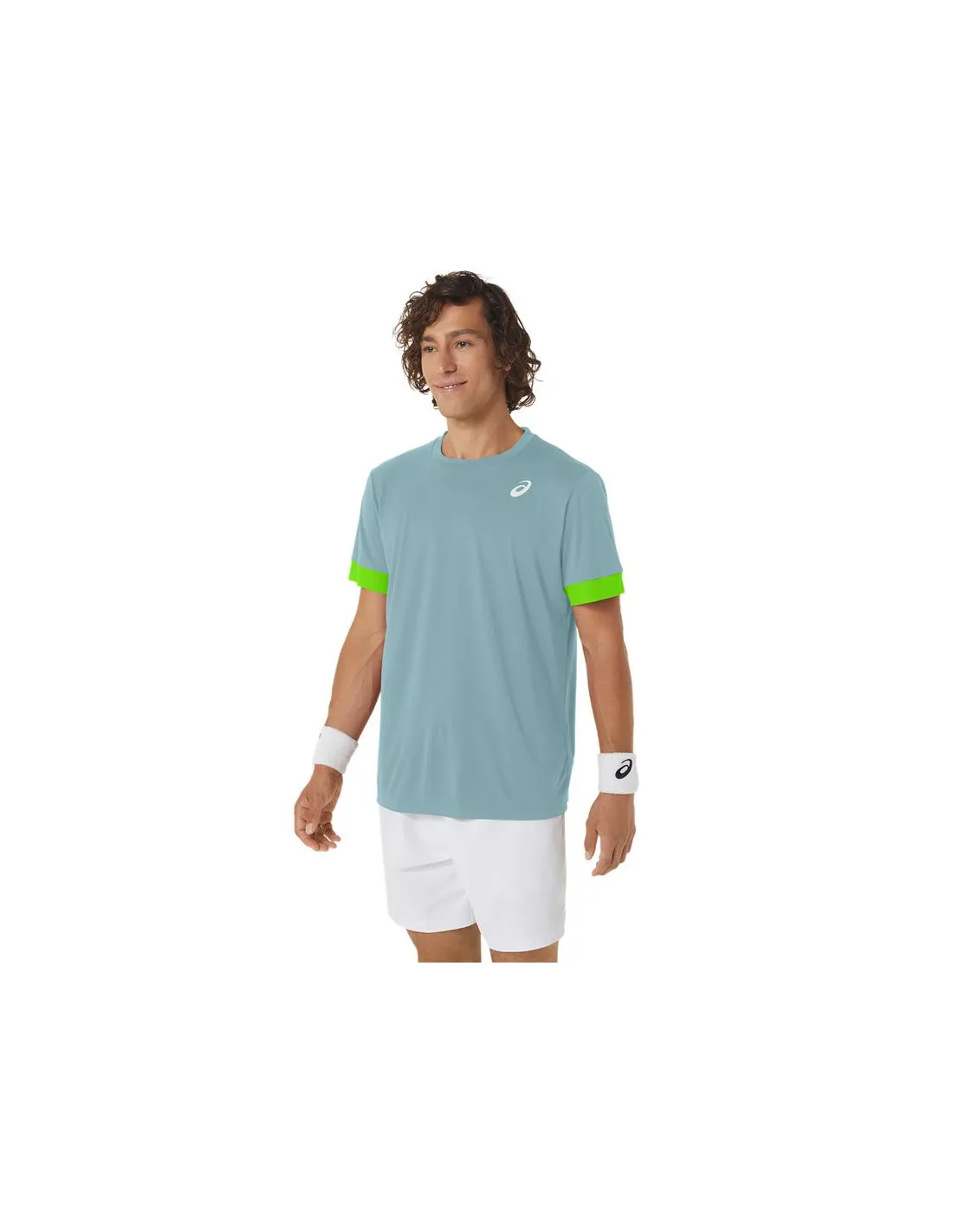 Camiseta de Tenis ASICS Court Ss Top Hombre Aguamarina/Lima