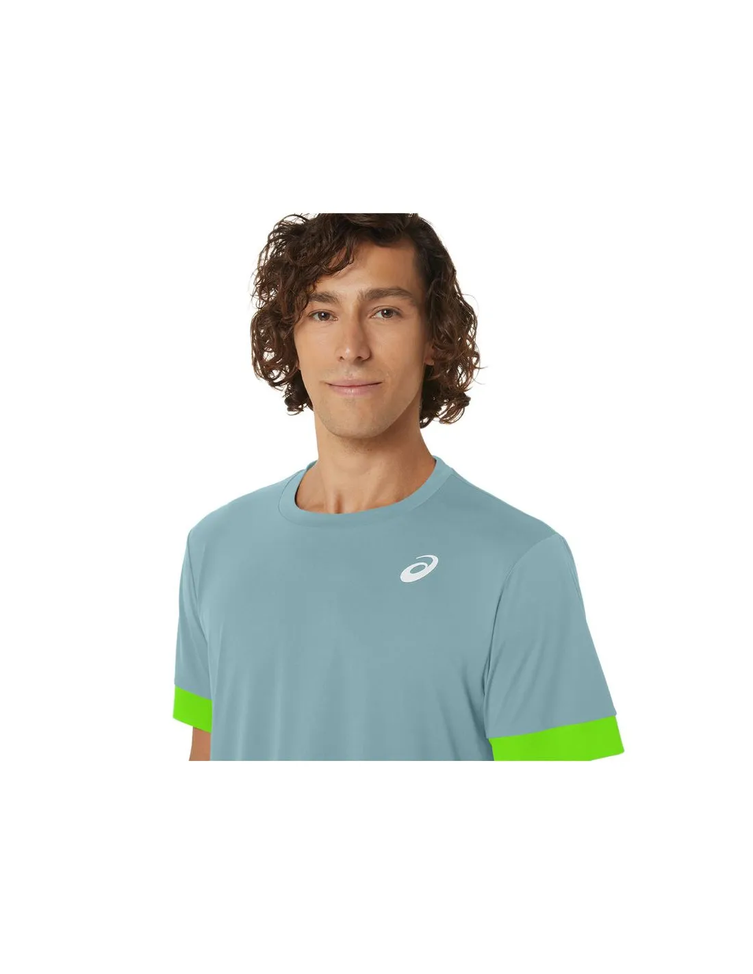 Camiseta de Tenis ASICS Court Ss Top Hombre Aguamarina/Lima