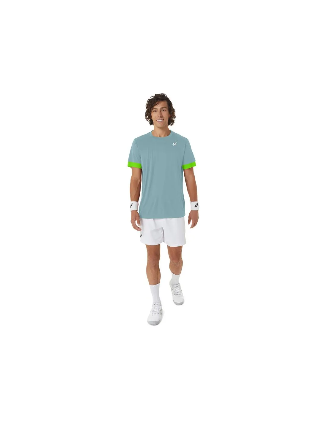 Camiseta de Tenis ASICS Court Ss Top Hombre Aguamarina/Lima