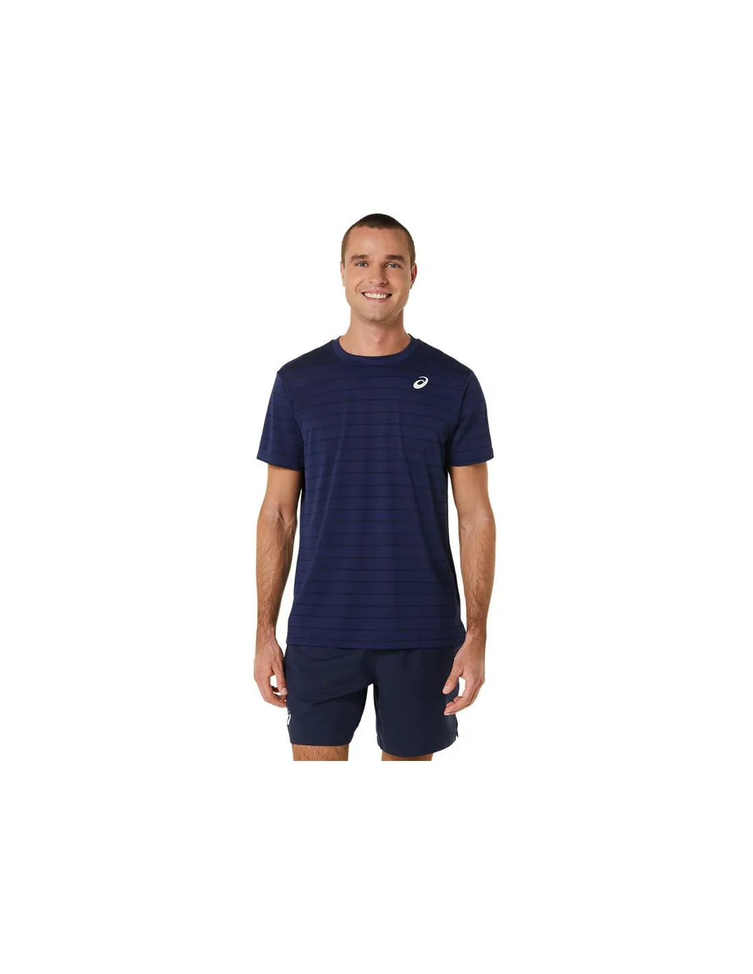 Camiseta de Tenis ASICS Court Stripe Hombre Marino
