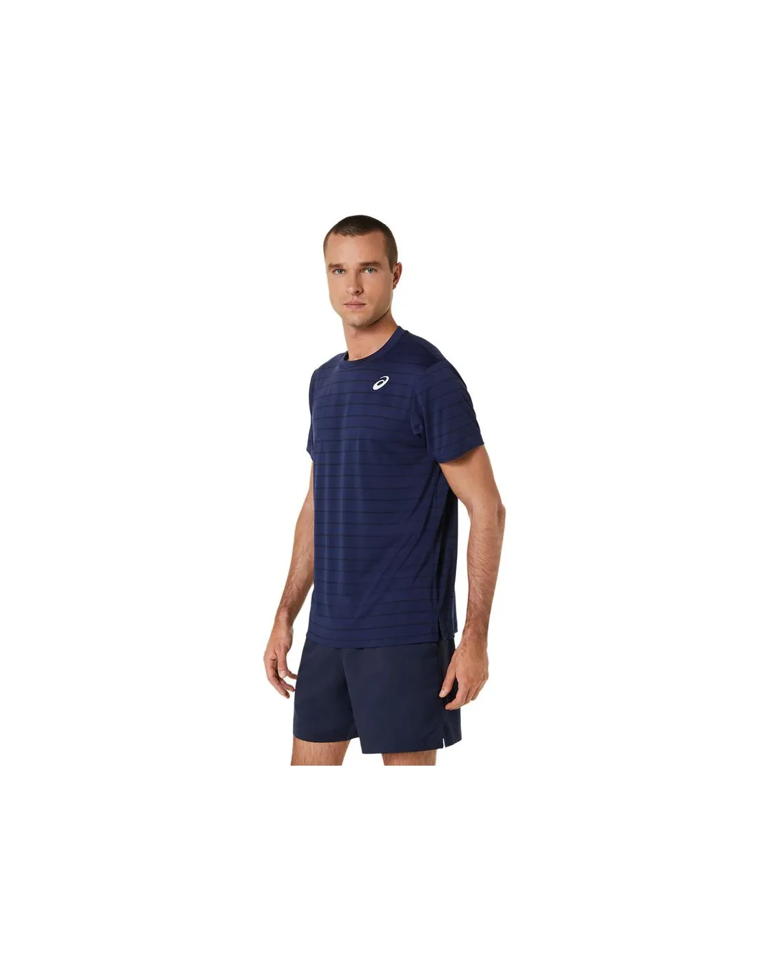 Camiseta de Tenis ASICS Court Stripe Hombre Marino