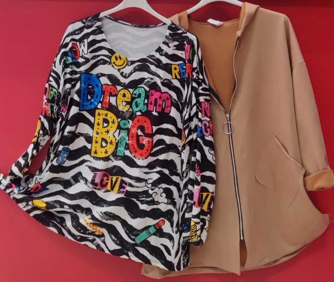Camiseta Estampada Manga Larga Mujer Talla Grande