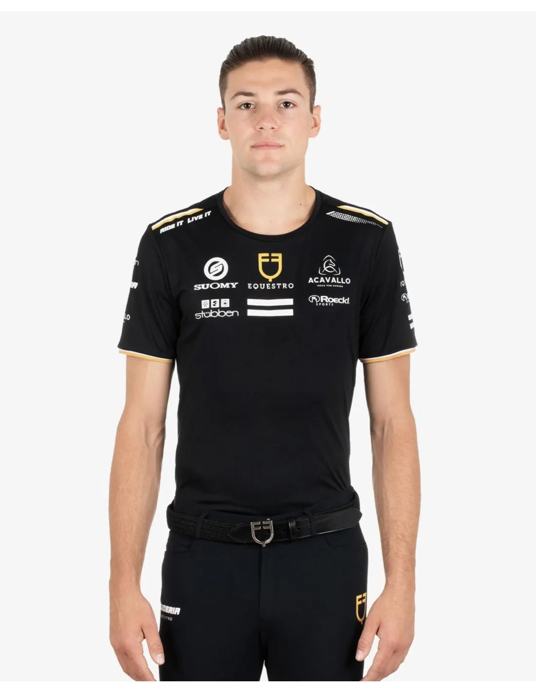 Camiseta hombre multilogo tejido técnico