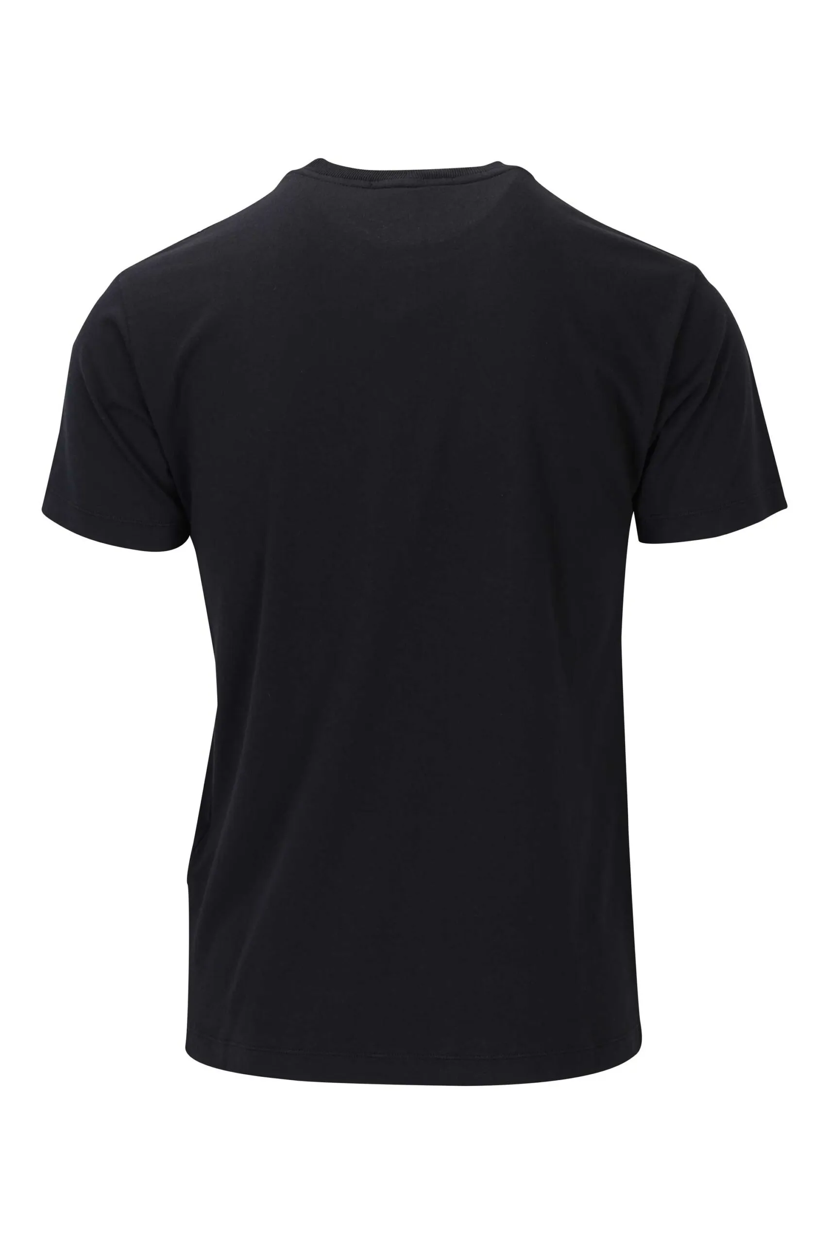 Camiseta negra con maxilogo circular frontal