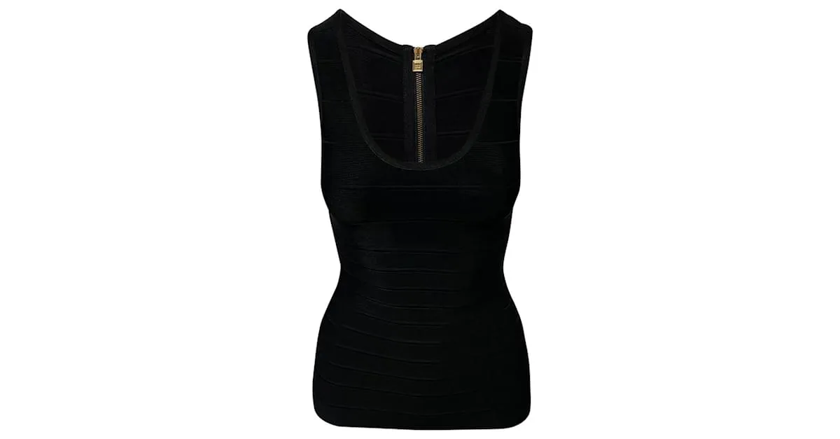 Camiseta sin mangas Herve Leger Bandage en rayón negro 