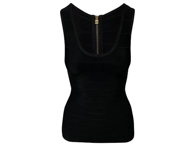 Camiseta sin mangas Herve Leger Bandage en rayón negro 