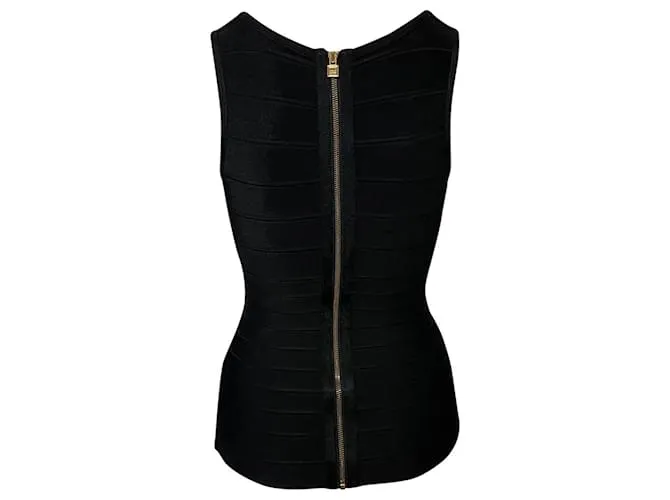 Camiseta sin mangas Herve Leger Bandage en rayón negro 