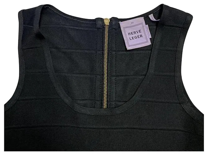 Camiseta sin mangas Herve Leger Bandage en rayón negro 