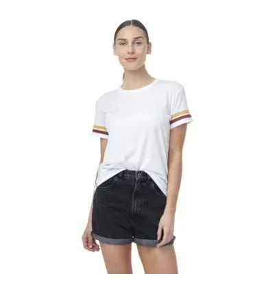 Camiseta Tentree Retro Stripes (Blanca) Mujer